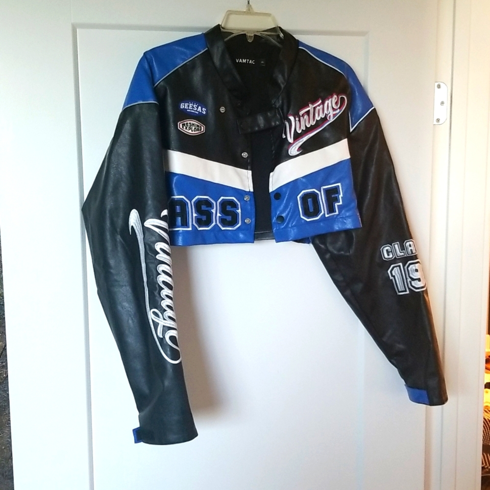 Vamtac Crop Leather Like Sport Coat Size S